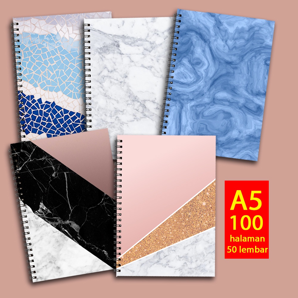 

Notebook A5 Spiral Buku Tulis Catatan motif Tegel Marmer