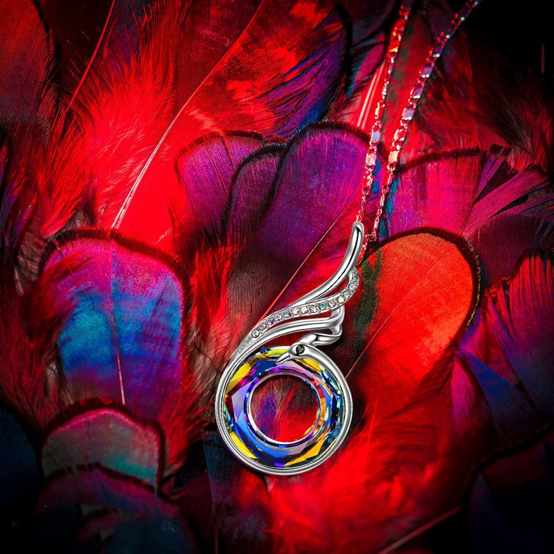 Fashion Inlaid Colorful Crystal Phoenix Pendant Necklace