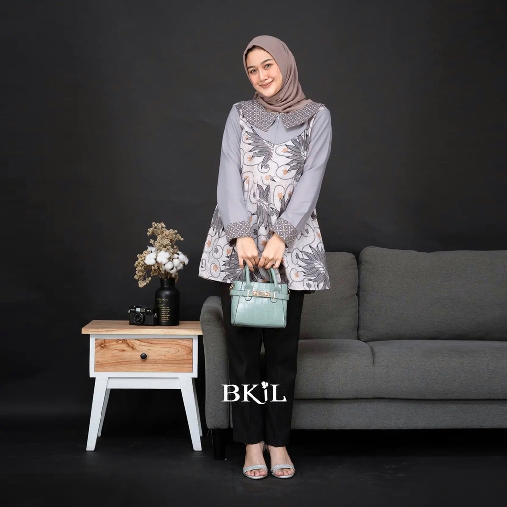 Baju Batik Wanita Modern Exclusive BKil Blouse Batik Kombinasi