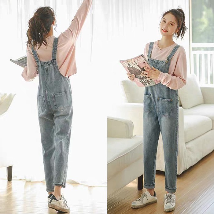 (8718)Yeji Overall Denim Pants/Celana kodok/Celana Montir