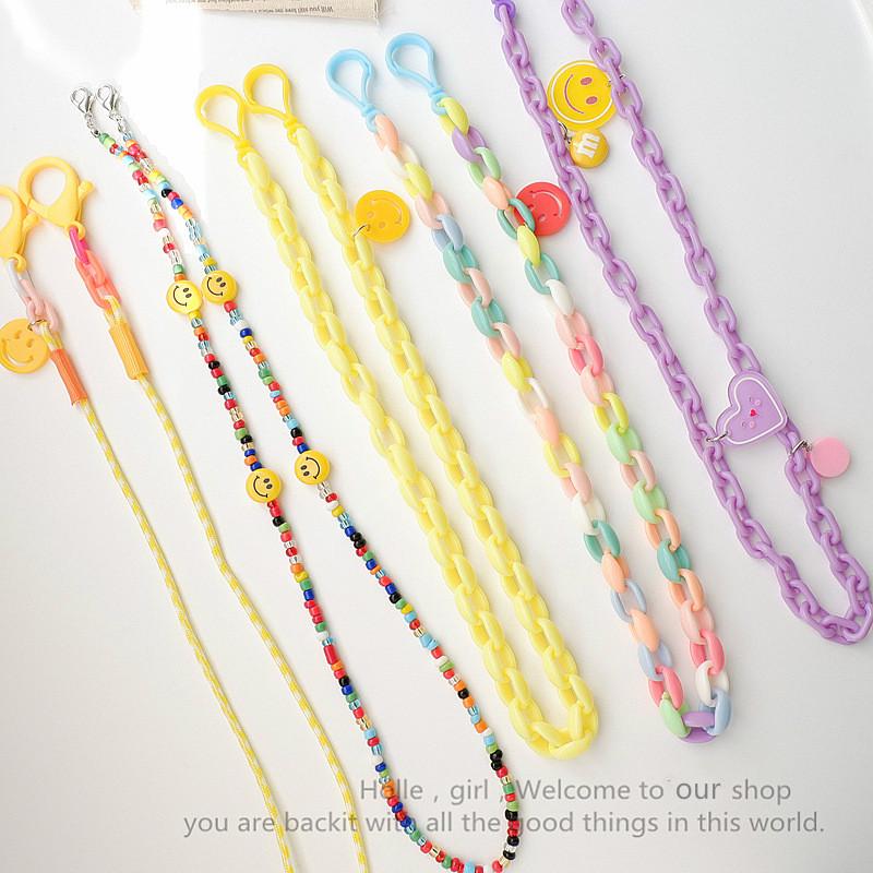 Lanyard Rantai Motif Smiley Bahan Akrilik Anti Hilang Untuk Anak Perempuan