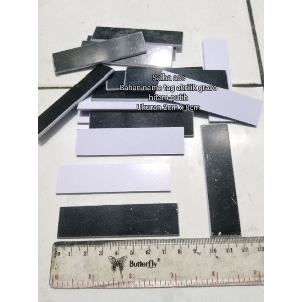 

bahan akrilik papan name tag gravo putih hitam tebal 2mm_1pc