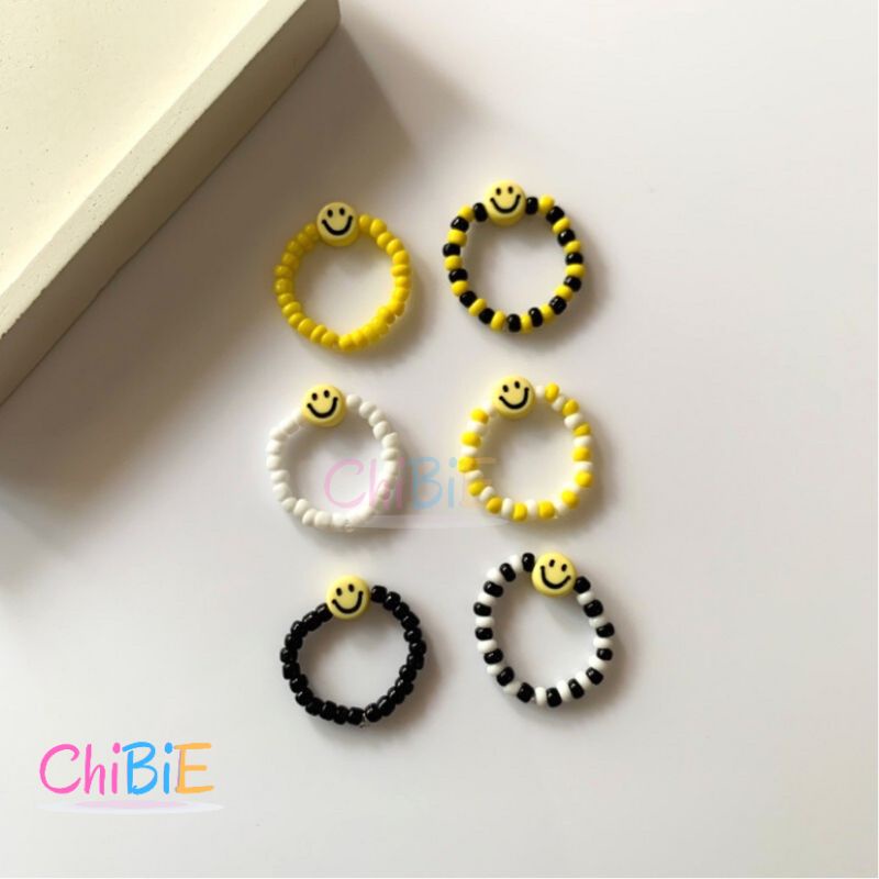 Cincin Manik Smiley | Yellow Smiley Beads Rings Series