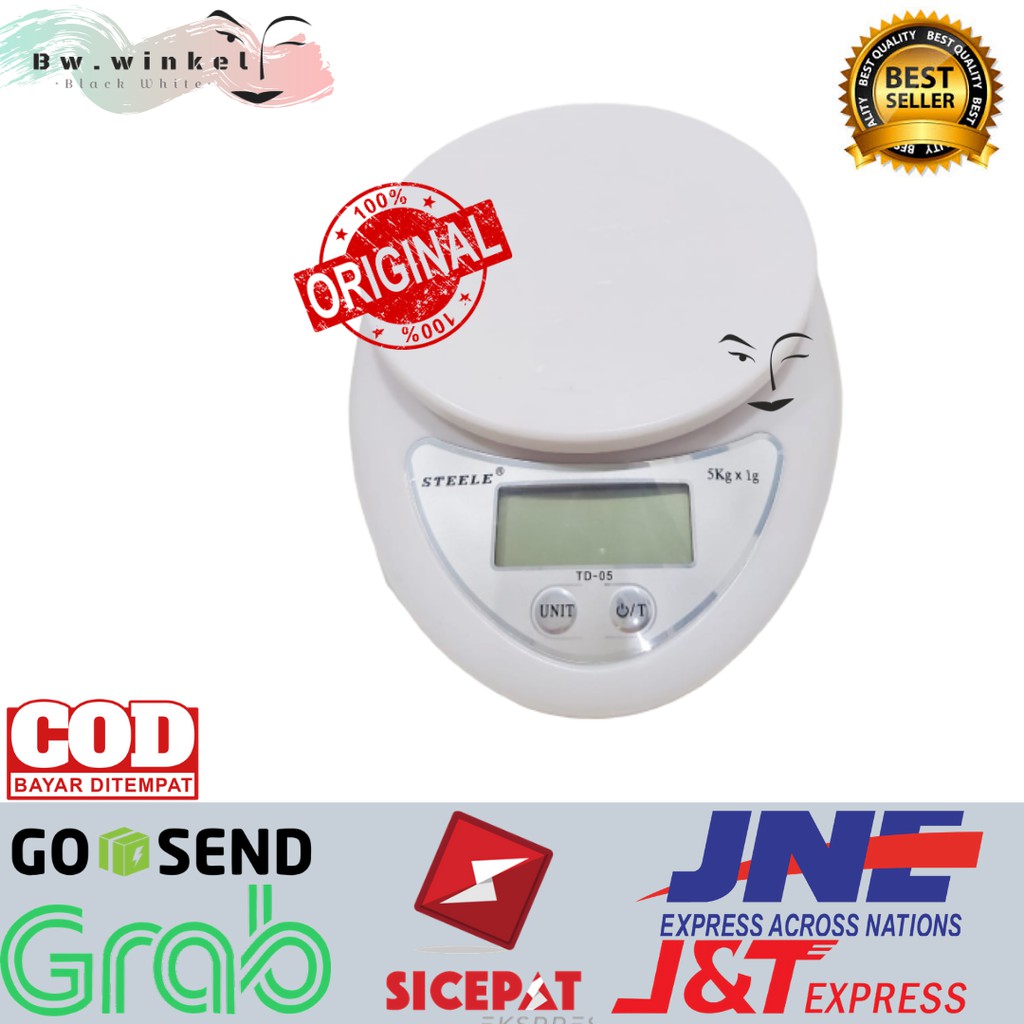 TIMBANGAN KUE DIGITAL 5KG STEELE KITCHEN SCALE HIGH QUALITY