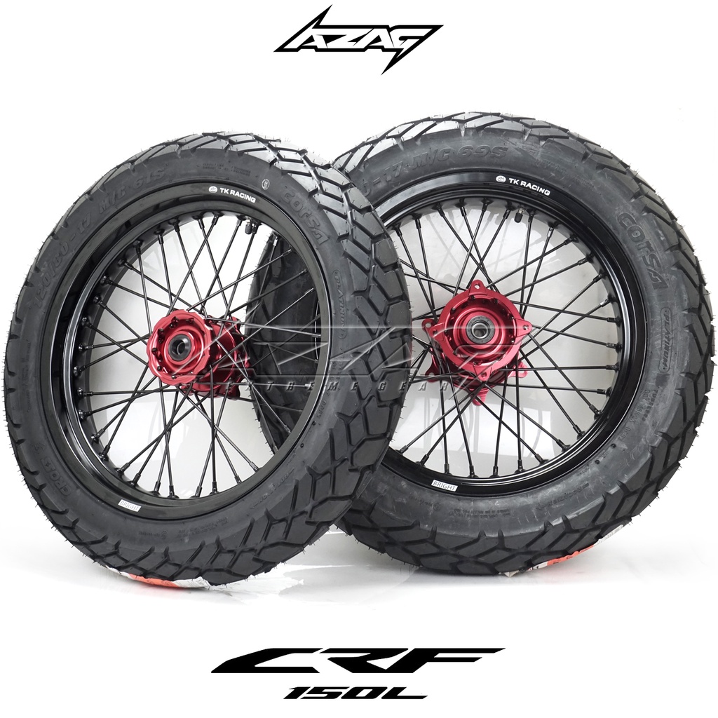 BAN SET SUPERMOTO CRF 150L TROMOL CNC VELG TK BAN SEMI ENDURO