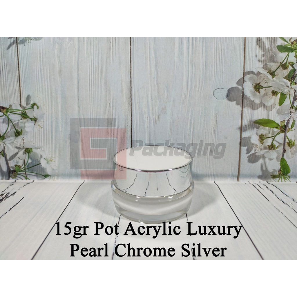 Retail 15gr / 15 gr pot cream acrylic luxury pearl chrome silver