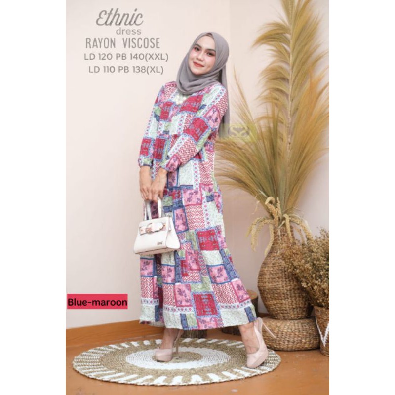 PROMO HOMEYDRESS/MAXIDRESS/GAMIS ETHNIC RAYON VISCOSE JUMBO LD 110&amp;120