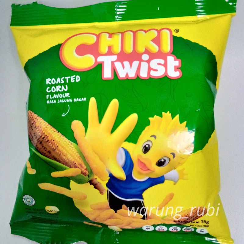 Indofood Chiki Twist rasa Jagung Bakar 15 gram, Harga 1pcs. Snack Cemilan Chiki Makanan ringan Jajan
