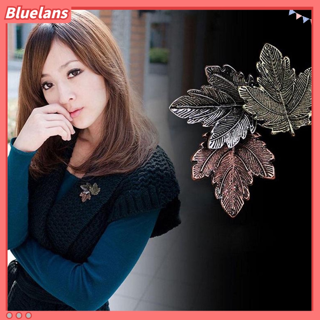 Bluelans Vintage Three Leaves Alloy Brooch Pin Scarf Sweater Dress Women Decor Gift