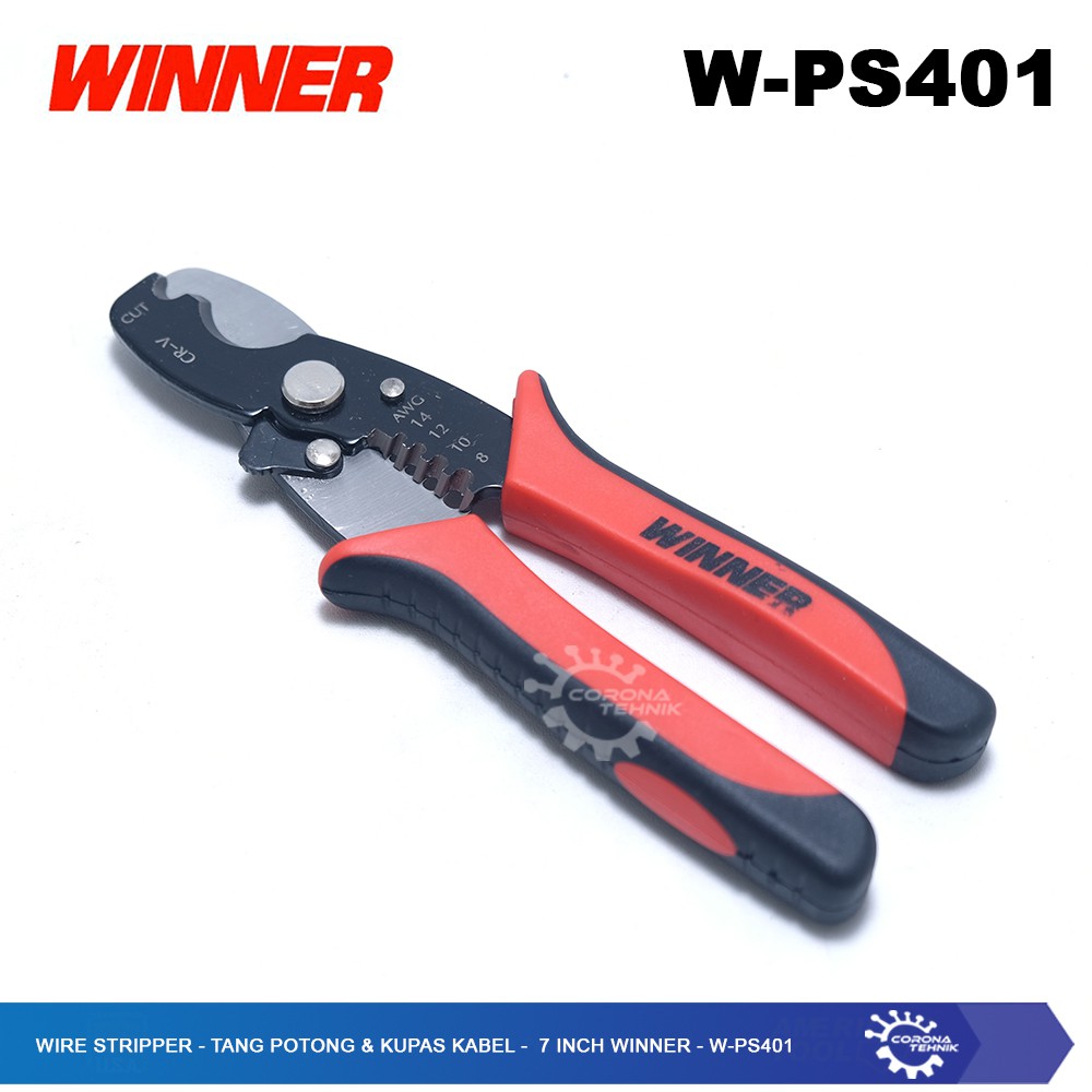 Winner - W-PS401 - Wire Stripper - Tang Potong &amp; Kupas Kabel - 7 Inch