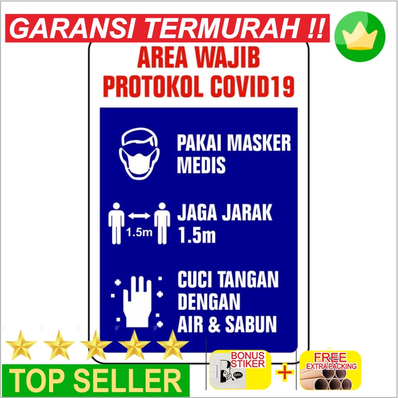 

Terlaris RAMBU 3M AKB WAJIB PAKAI MASKER JAGA JARAK 20CM X 30CM PLAT ALUMUNIUM Keren