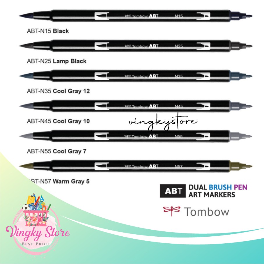 

TOMBOW ABT DUAL BRUSH PENS Water-based Marking Pens ( BLACK GRAY )