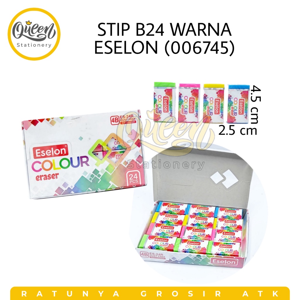 

1 PCS STIP B24 WARNA ESELON / PENGHAPUS WARNA / PENGHAPUS BESAR / ERASER (006745)