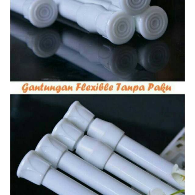  Tiang gantungan tirai batang gorden handuk flexible tanpa 