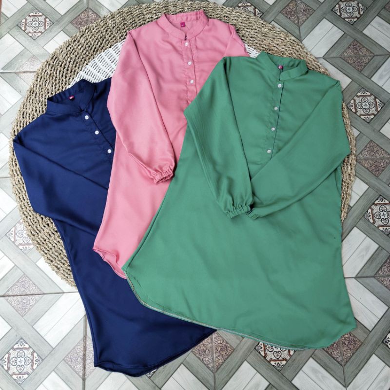 TM 11- COD Tunik kemeja wanita hem atasan cewek XL &amp; XXL jumbo ld 118 cm panjang muslim ibu muda murah