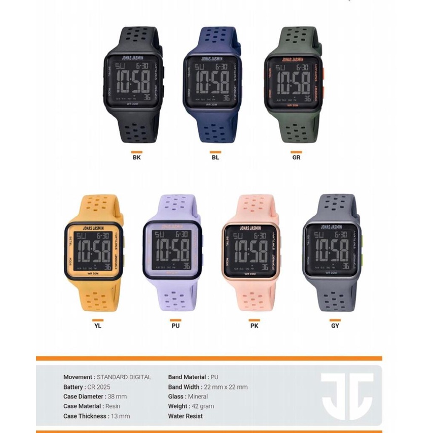 JAM TANGAN DIGITAL SPORT JONAS JASMIN 5313/ JAM TANGAN CEWEK/COWOK/ JAM TANGAN TERBARU/JAM TANGAN ORIGINAL WATERESISTAN