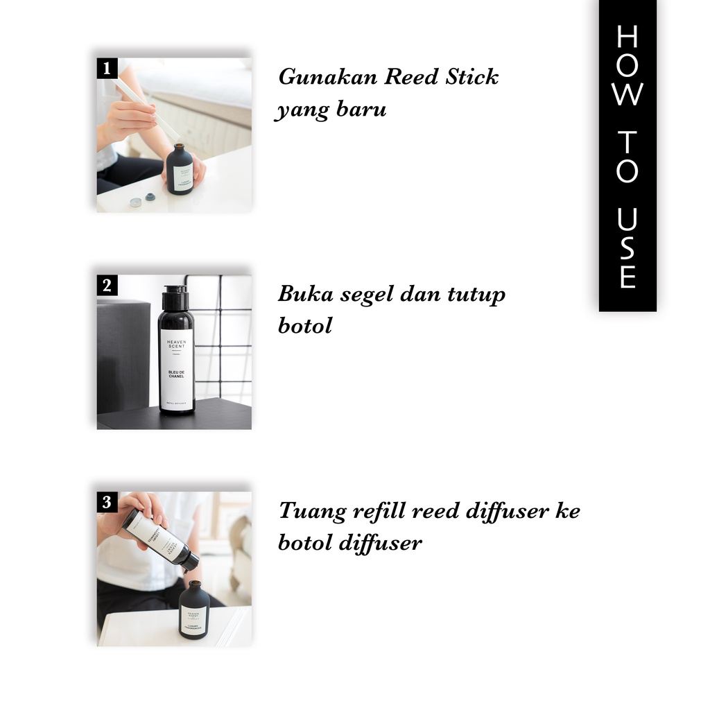HEAVEN SCENT Refill Luxury Reed Diffuser 100 ml - Pengharum Ruangan Aromaterapi Inspired by Fragrance-1