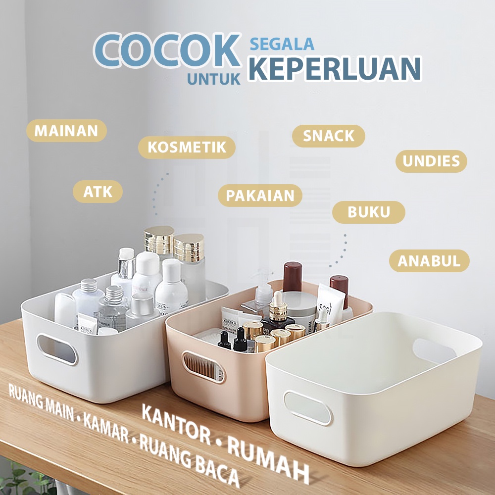 HUGO Keranjang Plastik Serbaguna Tempat Penyimpanan Multifungsi Kotak Penyimpanan Makanan Kosmetik Barang Storage Box Organizer