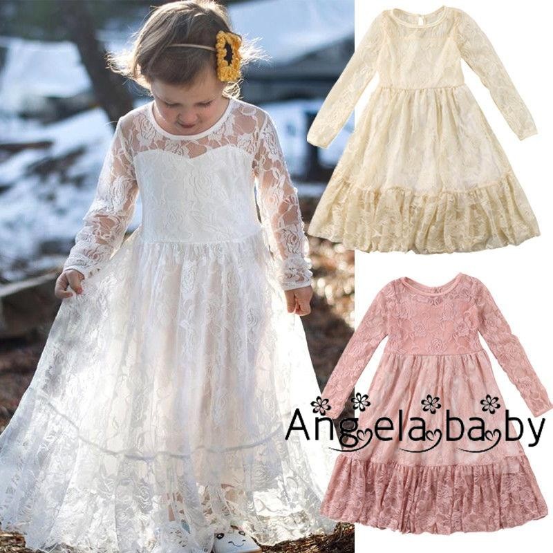 Kid Baby Girls Lace Wedding Floral Princess Ball Gown Party Pageant Tutu Dresses