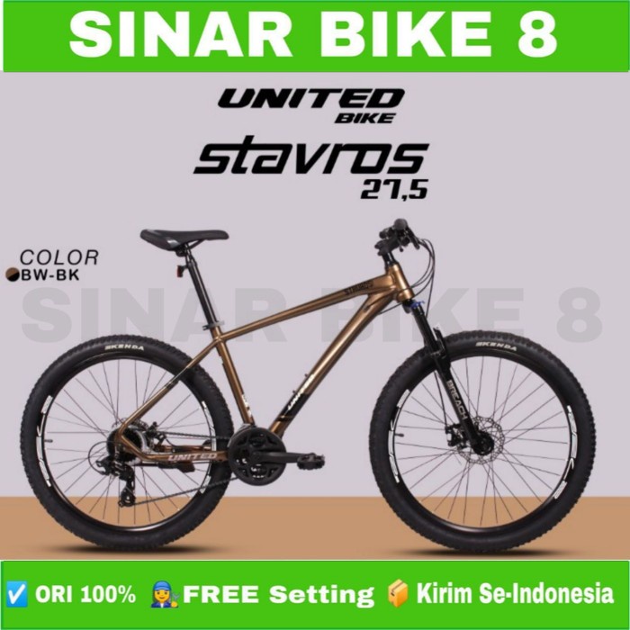 Sepeda Gunung MTB Ukuran 27,5 Inch UNITED STAVROS Shimano 24 Speed