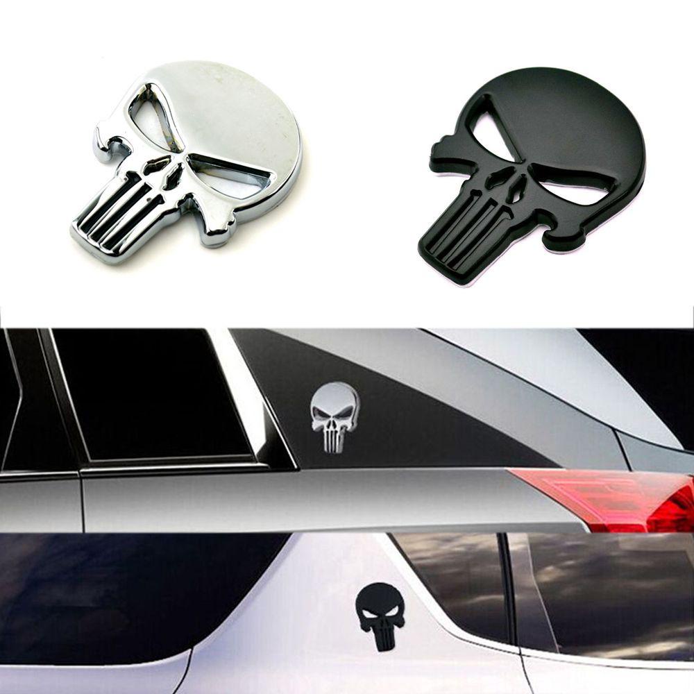 Populer Stiker Mobil 3D Keren Emblem Skeleton Devil Tengkorak