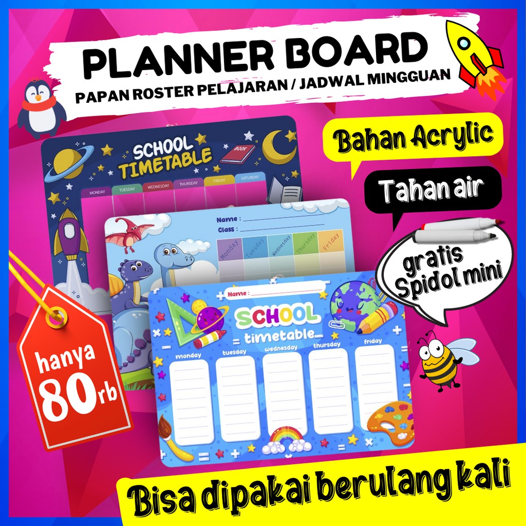 

PLANNER BOARD / PAPAN ROSTER PELAJARAN ( REUSEABLE )