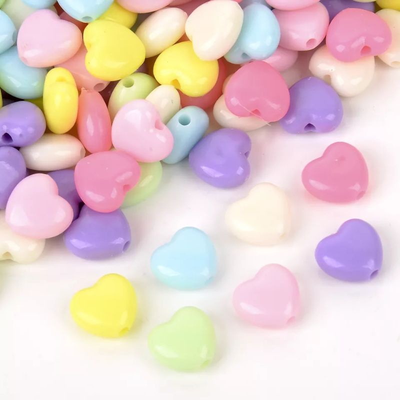 

ACRYLIC HEART BEADS MANIK/MOTE PASTEL BENTUK HATI