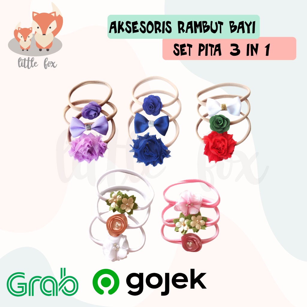 SET ISI 3 PITA ANAK BANDANA BAYI / AKSESORIS RAMBUT BABY