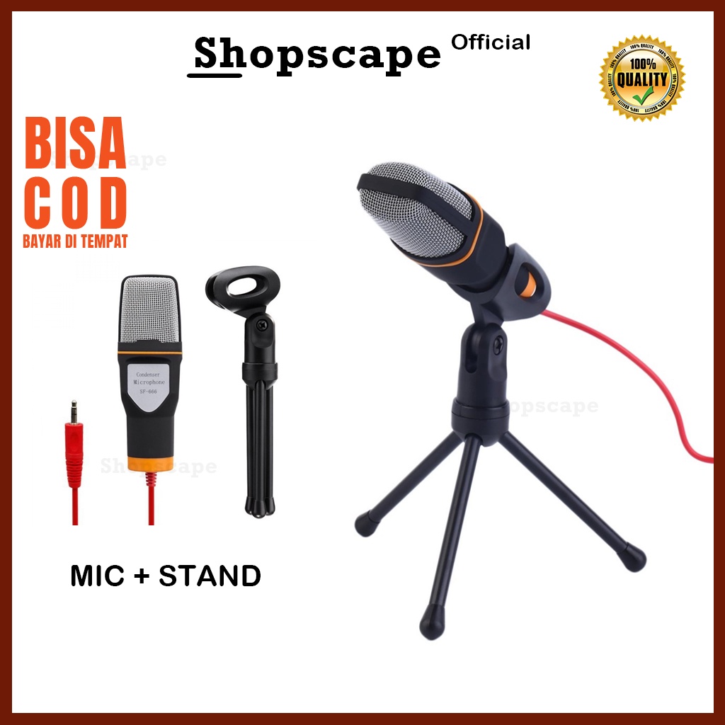 Mikrofon Mic Condenser Studio dengan Stand