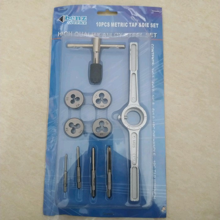 Snai Senai Hand Die Tap Pembuat Ulir Drat Luar Dalam Set 10 pcs Benz