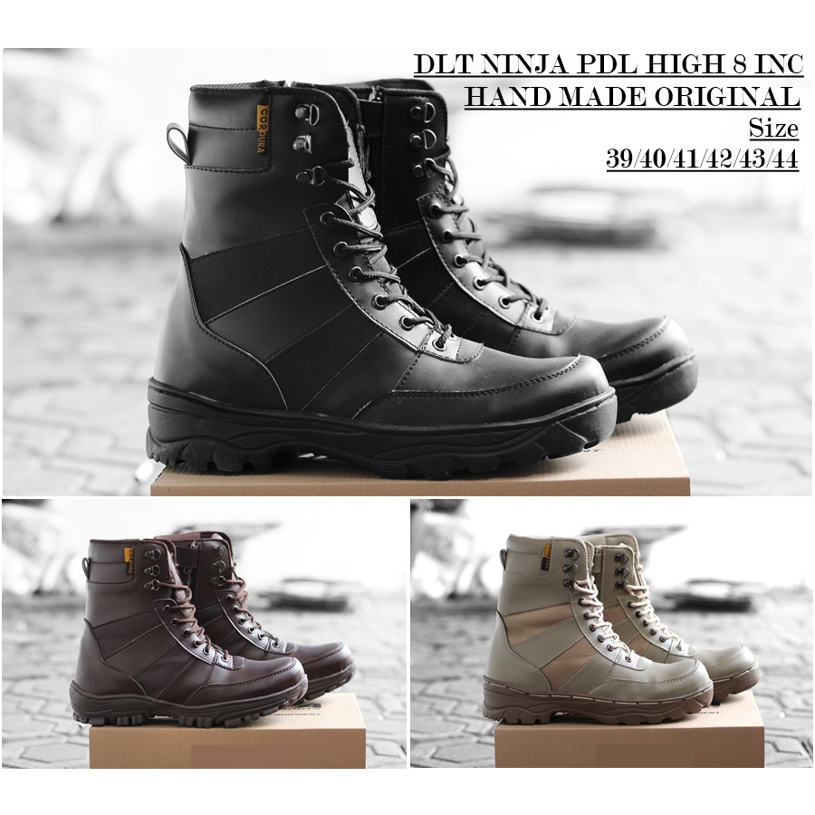 Sepatu Boots Pria Ujung Besi 2020 Ninja Hitam Tracking Pdl TNI Outdoor