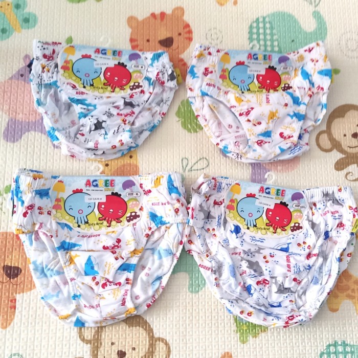 3 Pcs Celana Dalam Anak Laki-Laki Bergambar Merk Agree / CD CA39 / Boys M L XL XXL