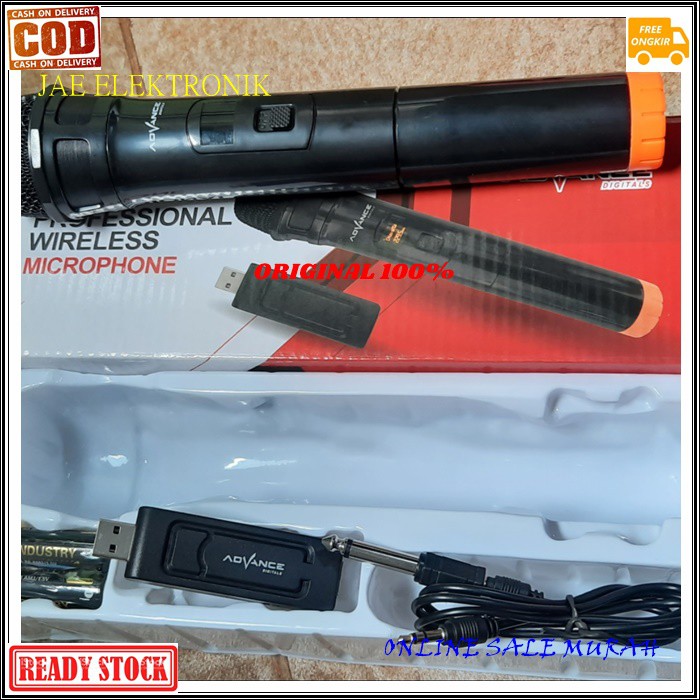 G494 ADVANCE MIC WIRELESS ORIGINAL MICROPHONE MIK KARAOKE Mic single wireles pro vocal vokal suara audio sistem mik professional panggung dj studio sound system G494   Deskripsi Wireless Microphone  Kinerja Integratif - Frekuensi: Frekuensi Tinggi - Freku