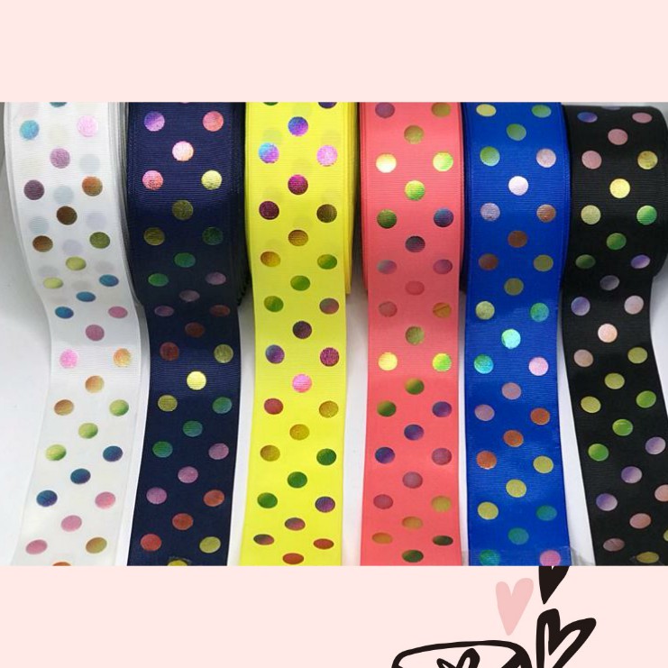 1 METER - 5 CM PITA KADO | PITA HAMPERS | PITA GROSGRAIN MOTIF POLKADOT (2&quot;)