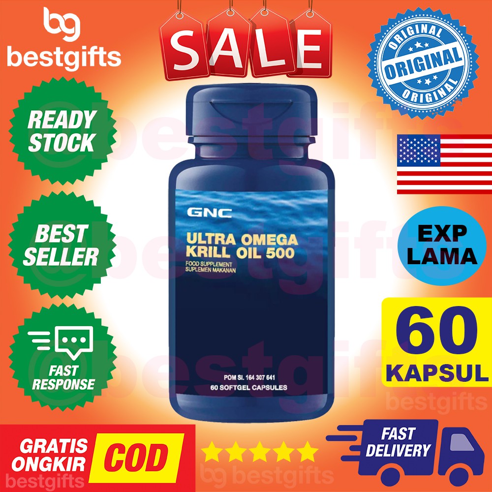 GNC ULTRA OMEGA KRILL OIL 500MG JANTUNG KORONER KOLESTEROL HIPERTENSI TEKANAN DARAH STROKE 60 KAPSUL