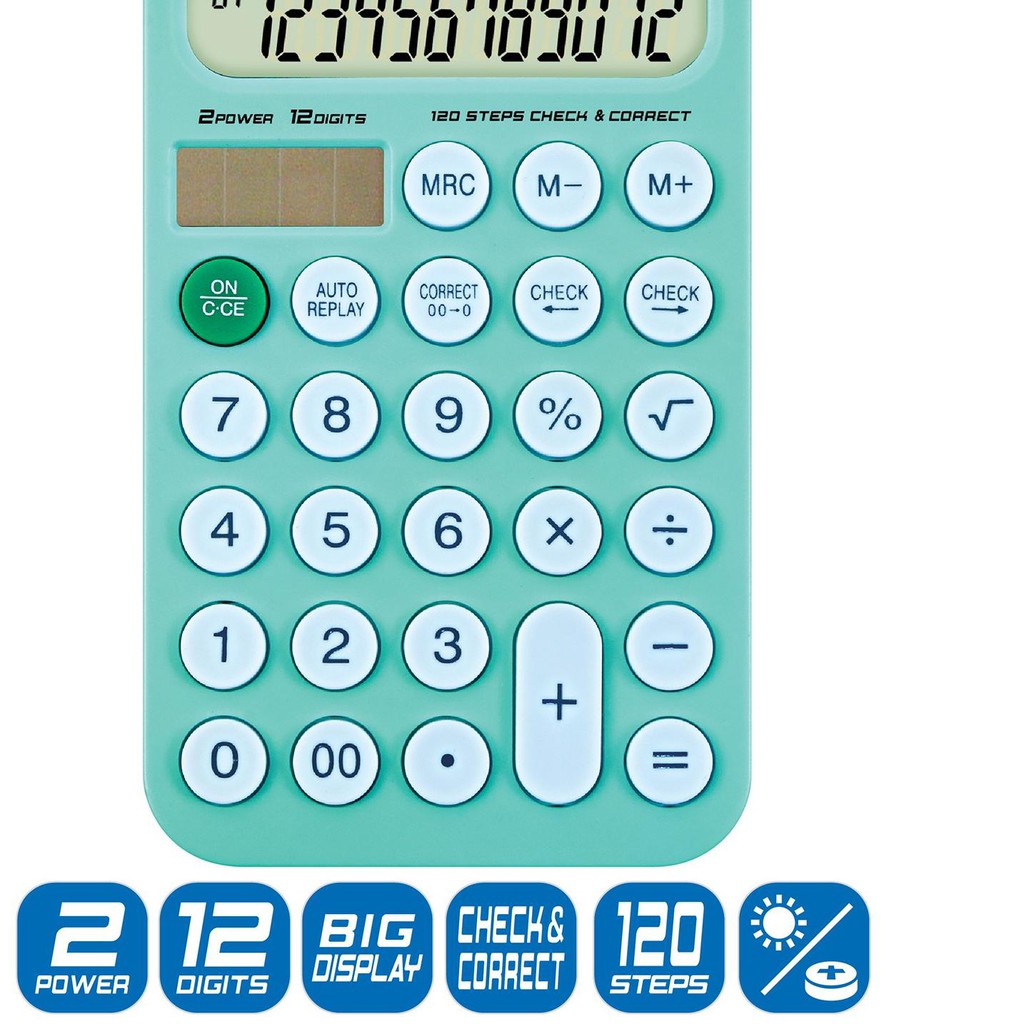 

TERLAKU~ Calculator Kalkulator Joyko CC-47CO Green 12 Digits Check Correct TERBARU