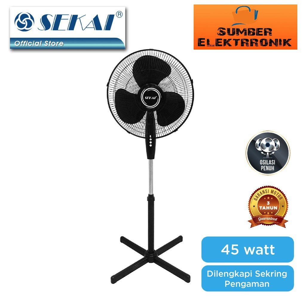 SEKAI Stand Fan / Kipas Angin 16 inch SFN1620 SFN 1620 Free Bubble