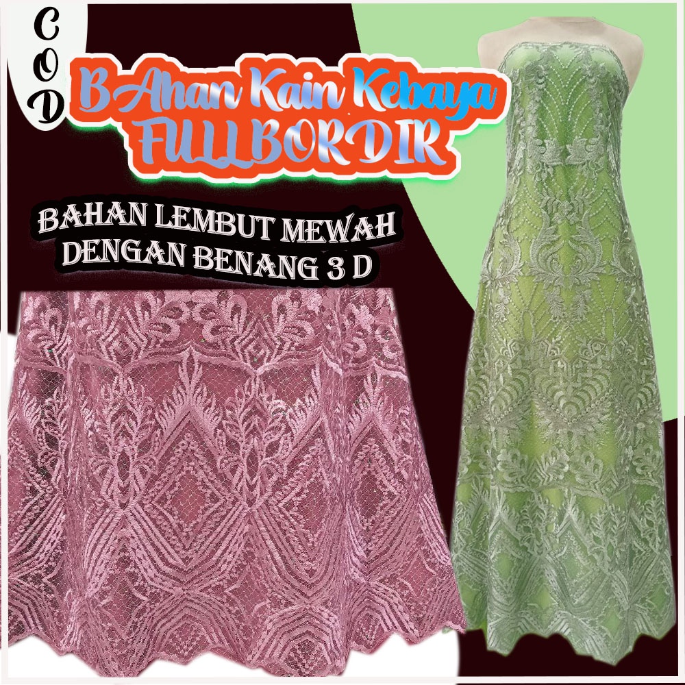 Bakal kain kebaya brokat brukat tile tulle akar meteran lembut adem  benang 3d motif terbaru