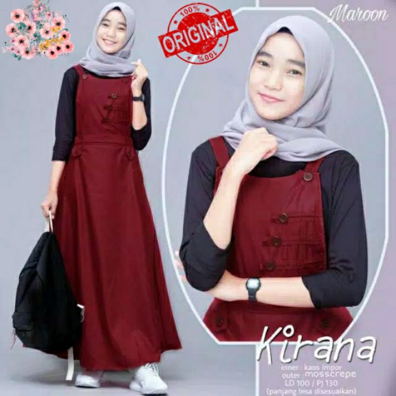 Siap Kirim Baju Gamis Plus Overall Model Casual Gamis Kirana Set Anak Remaja Termurah