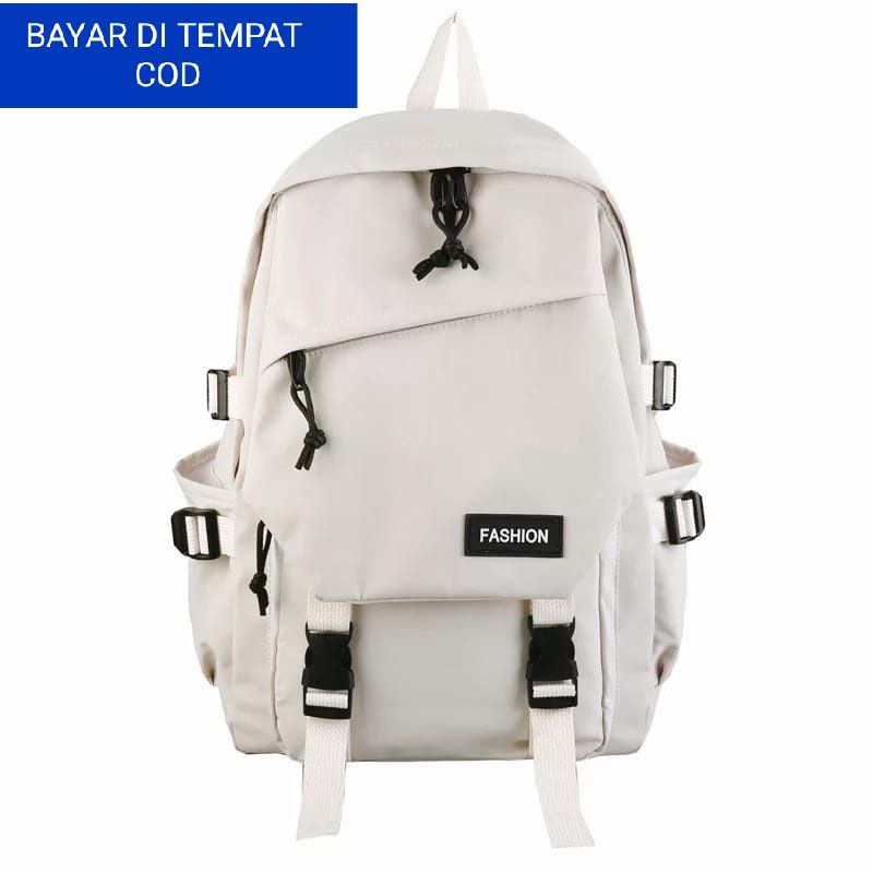 Tas Ransel Backpack Fashion Pria &amp; Wanita Cream