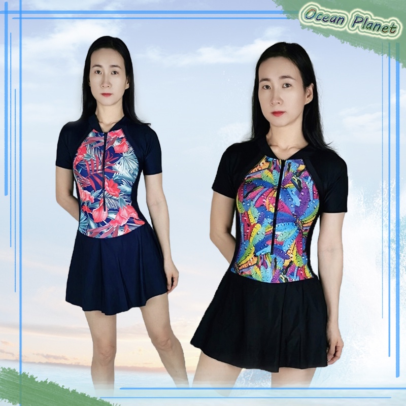 39067 Baju Renang/Baju Renang Dewasa/Baju Renang Wanita/Baju Renang Rok/Baju Renang Lengan Pendek