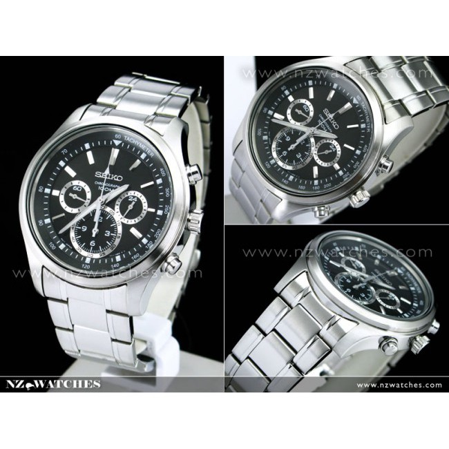 Seiko Quartz SRW001P1 Chronograph Black Dial | Jam Pria SRW001