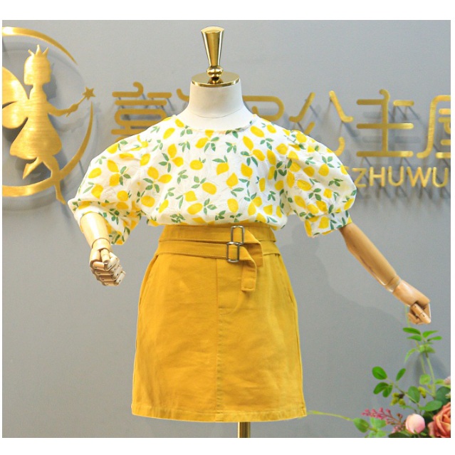 SETELAN ANAK CEWEK IMPORT / BAJU ROK MOTIF KUNING BUNGA