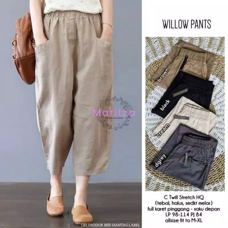 CELANA WANITA JUMBO PINGGANG KARET - SASHA CROP PANTS / CELANA KUREA TERBARU