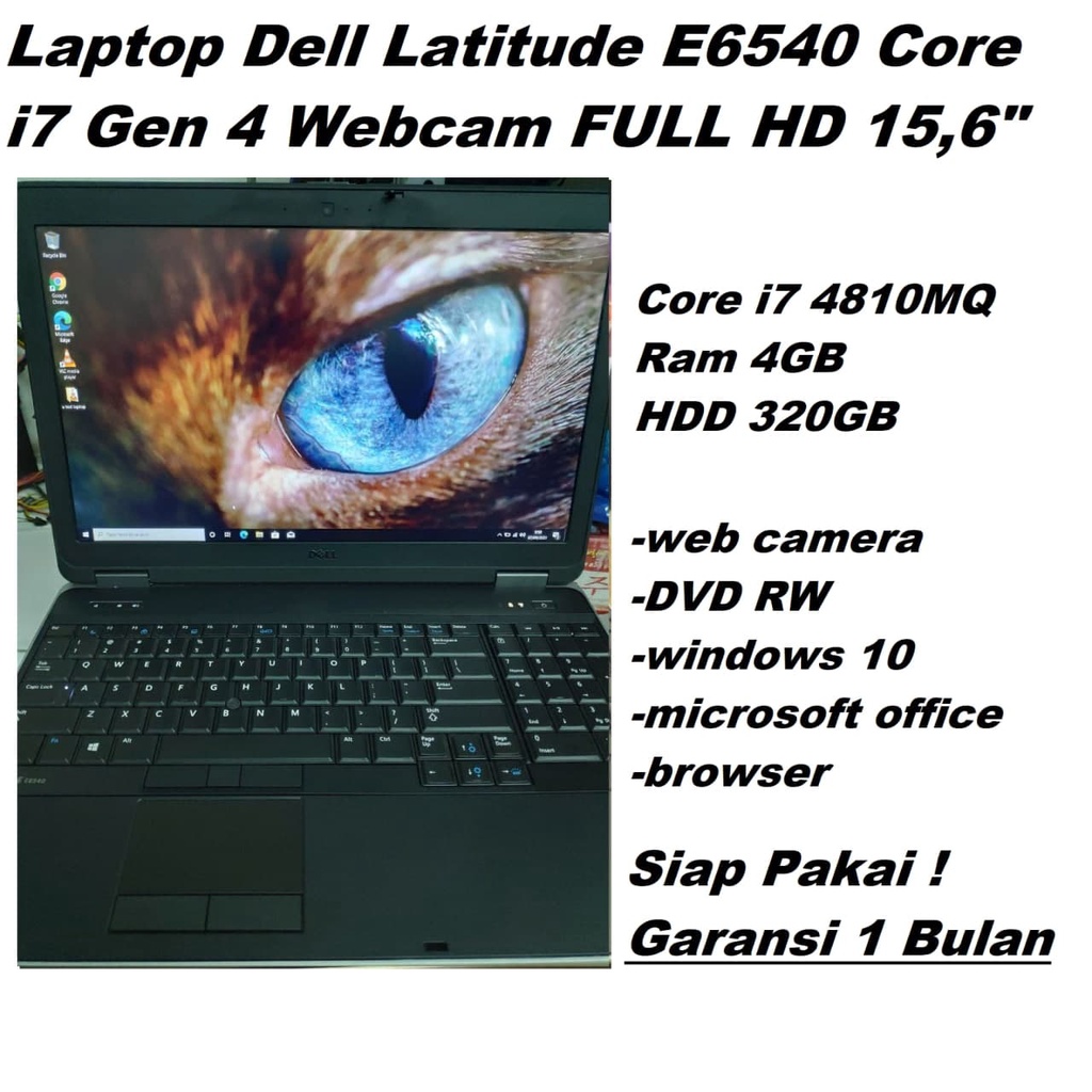 Laptop Dell Latitude E6540 Core i7 Gen 4 Webcam DVD RW FULL HD