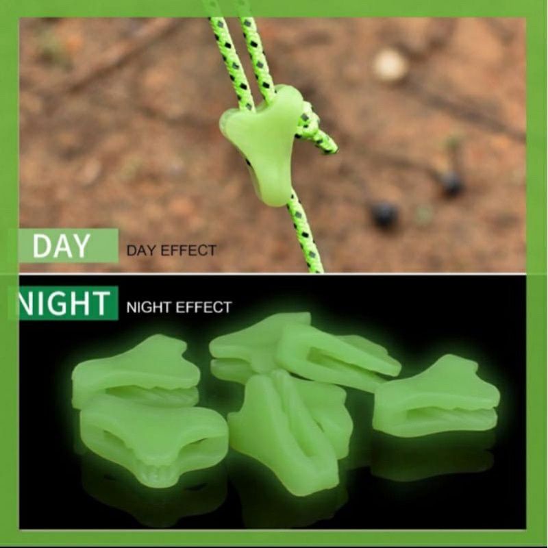 Guyline stopper pengencang tali tenda glow in the dark