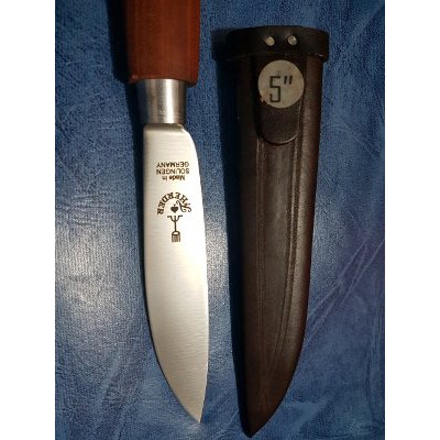 Pisau Cap Garpu 5 inch Lancip Original Friedr Herder Gagang Kayu Panjang Plus Sarung   Pisau Daging