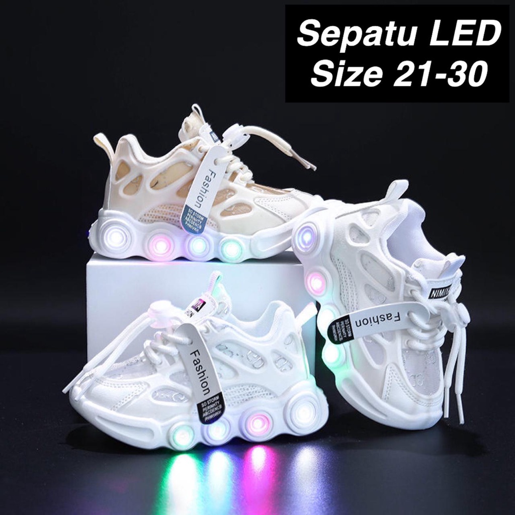 (LOLI-JKT) L99 SEPATU LED TRANSPARAN 2 WARNA SIZE 21-30 BAGUS BANGAT