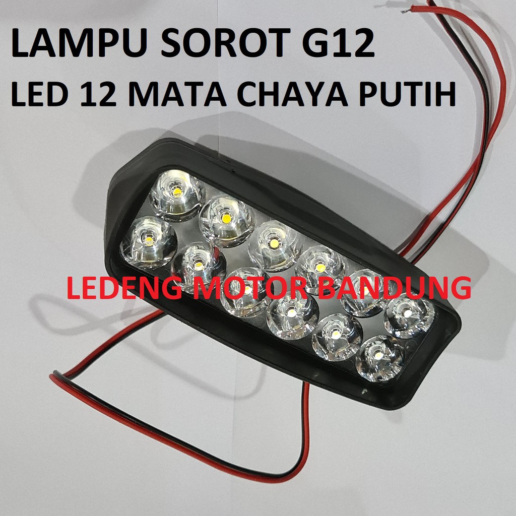 Lampu Sorot G12 LED 12 Mata Tembak Cahaya Putih Dual Mode Waterproof Motor Mobil