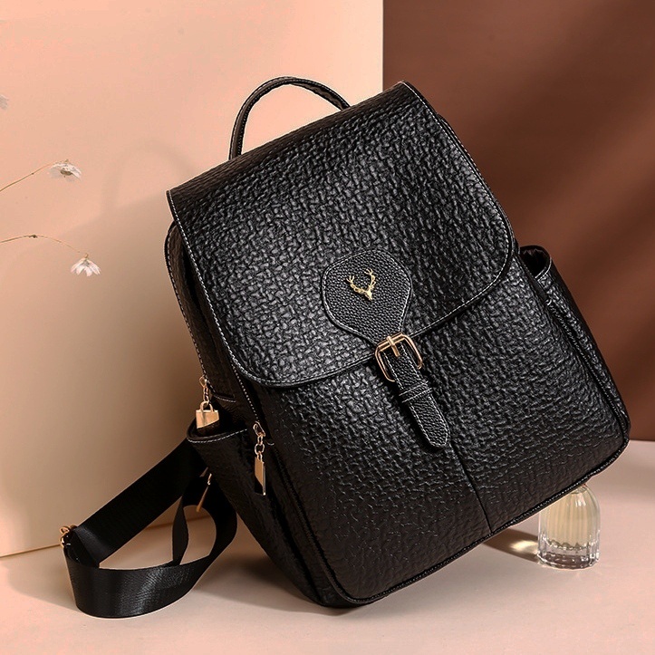 TAS RANSEL WANITA KULIT PREMIUM HITAM BRASSY TA538B5 BACKPACK KOREA PUNGGUNG CEWEK KEKINIAN SEKOLAH KULIAH PREMIUM KERJA BATAM REMAJA GENDONG BRANDED MURAH SIMPLE